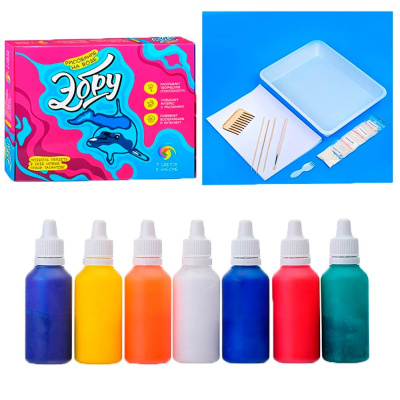 Набор для рисования на воде Эбру 7 цветов Рыжий кот Э04 1